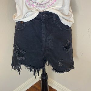 NWT Signature 8 Black Destroyed Denim Shorts